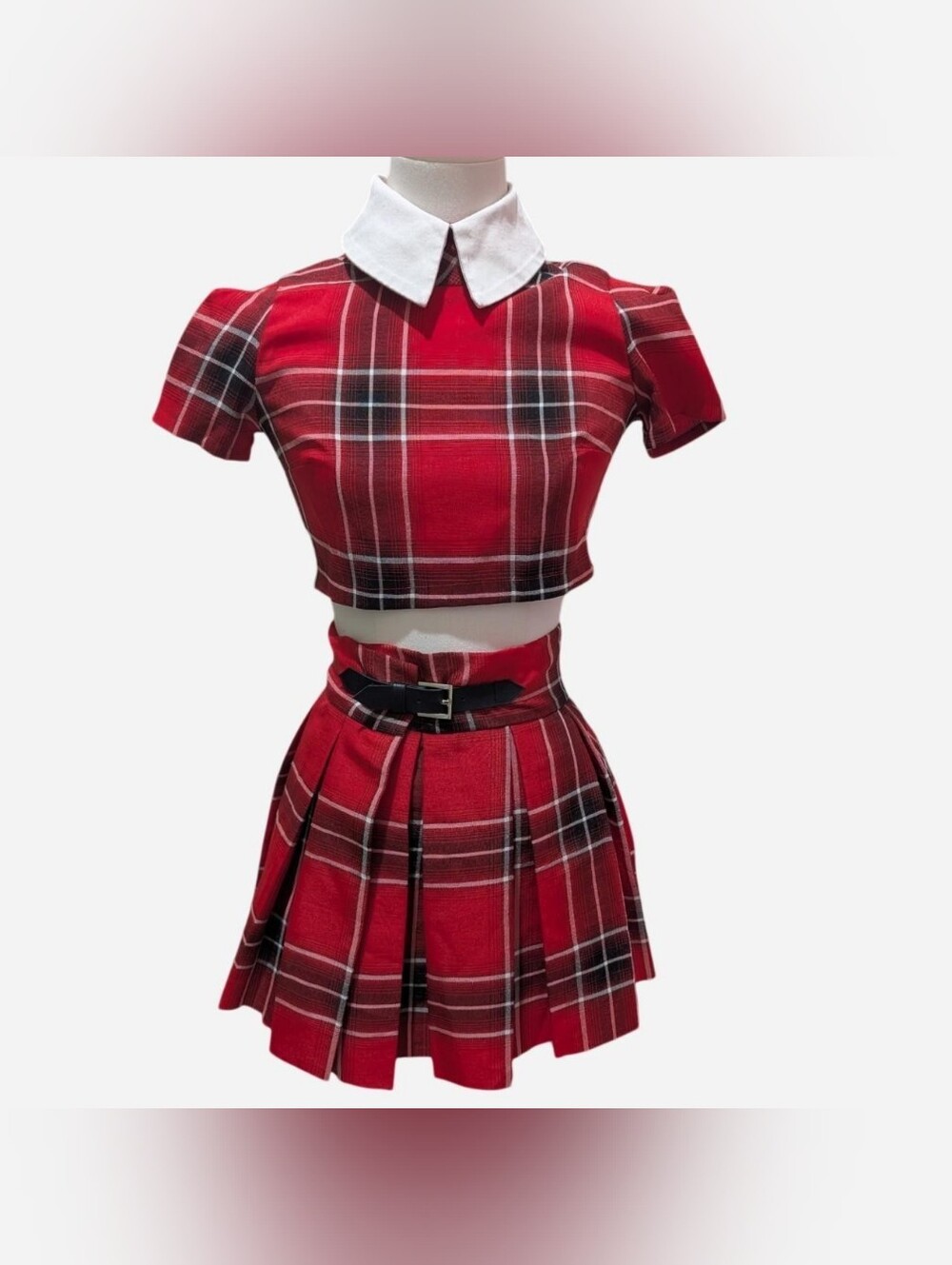 Sexy Schoolgirl Red, black, and white plaid set‼️Price is firm